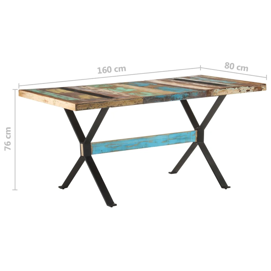 Tavolo da Pranzo 160x80x76 cm in Legno Massello di Recupero cod mxl 11745