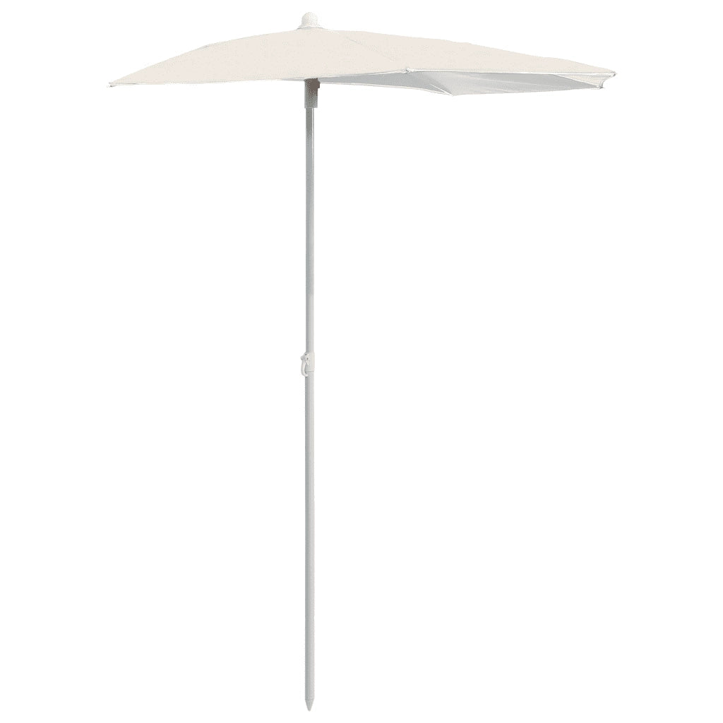 Ombrellone Semicircolare da Giardino-Parasole da giardino con Palo 180x90 cm Sabbia