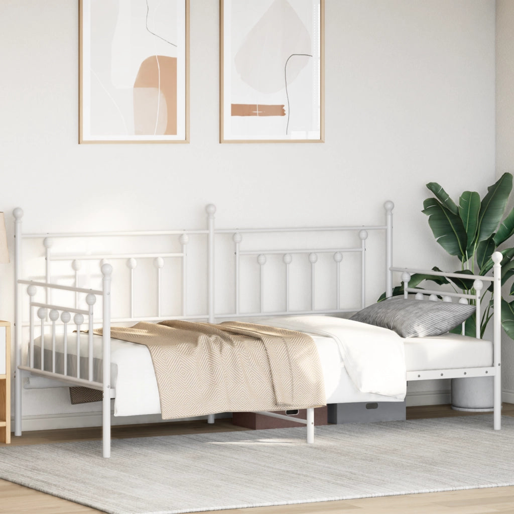 Struttura Letto Daybed Bianco 100x190 cm Acciaio