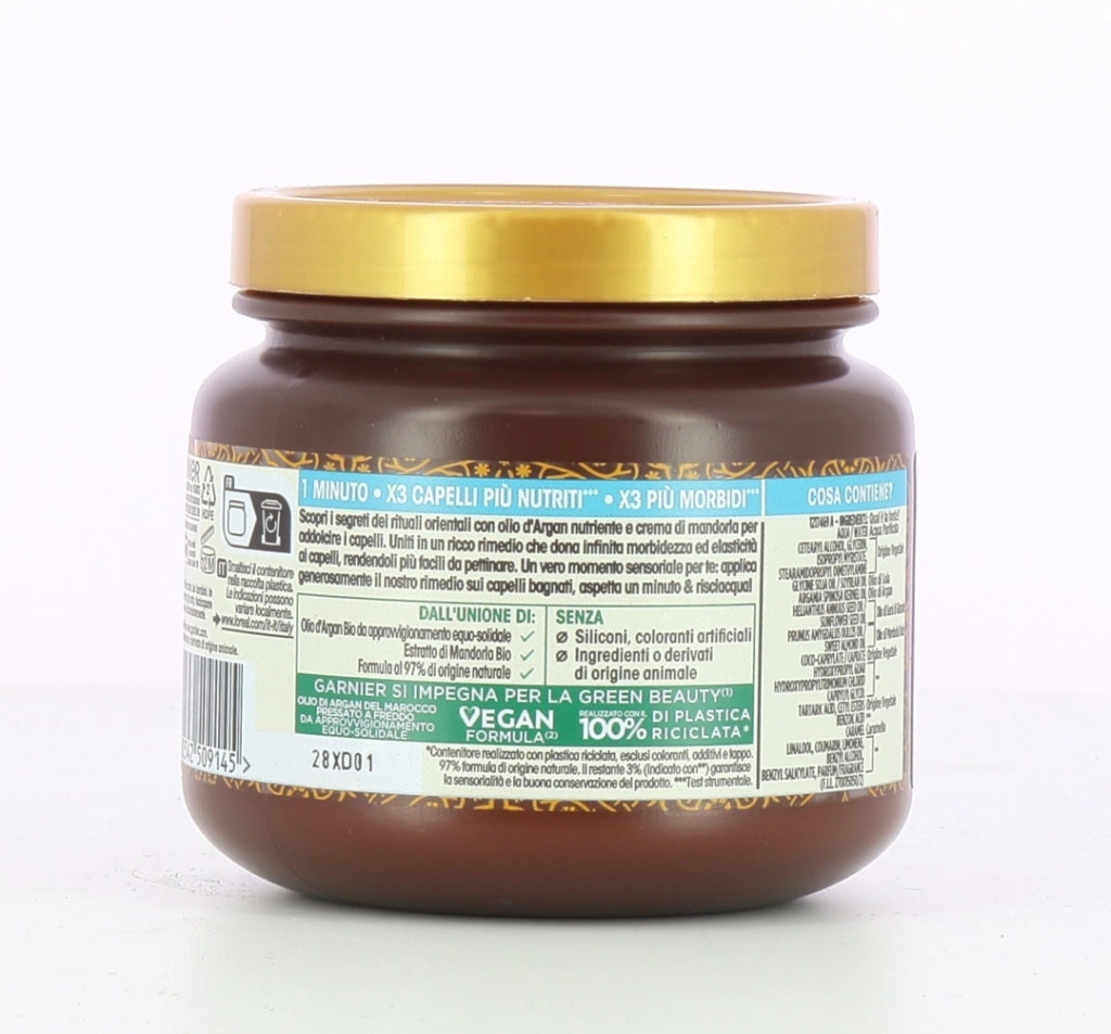 GARNIER ULTRA DOLCE 3 MASCHERE NUTRIENTE PER CAPELLI SECCHI RITUALE D'ARGAN HAIR REMEDY 340 ML