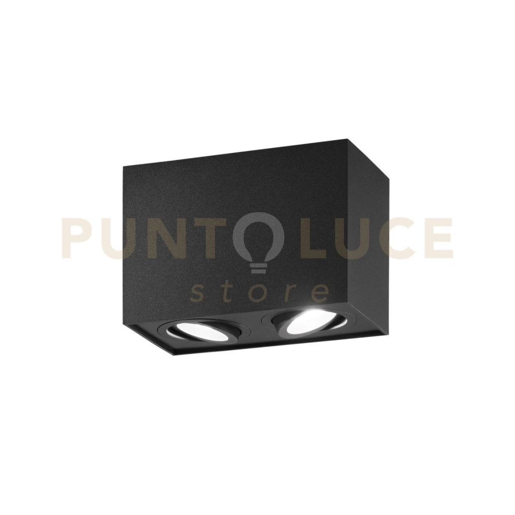 PLAFONIERA TOWN NERA QUADRATA 2 LUCI ATTACCO GU10 17,8X9,6X12,5CM