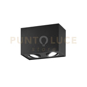 PLAFONIERA TOWN NERA QUADRATA 2 LUCI ATTACCO GU10 17,8X9,6X12,5CM