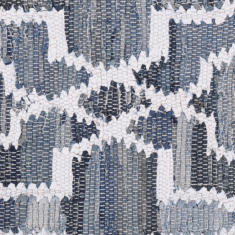 Tappeto Iuta Blu 140 x 200 cm Traliccio Quadrifoglio Intrecciato a Mano Orientale Marocchino Trifoglio