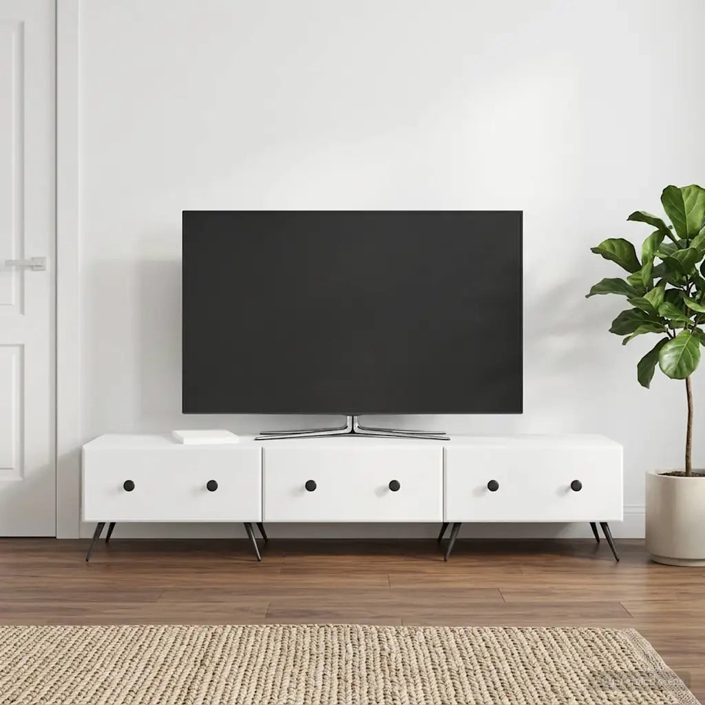 Mobile TV Bianco Lucido 147 x 34,5 x 30 cm Legno ingegnerizzato 895629