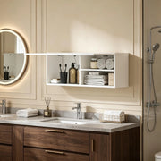 Mobile bagno pensile ULEVR 80x25x30 cm con anta a ribalta e vano a 2 livelli, bianco