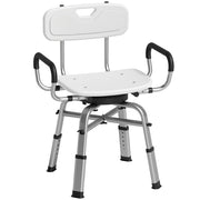 Sedia da doccia girevole regolabile con braccioli e schienale ¨C zephmum ¨C Bianco, 150 kg