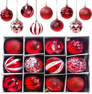Decorazioni per albero di Natale, 12 pezzi, decorazioni per albero di Natale, tappeto, lucido, decorazioni per albero di Natale brillanti con diametro di 6 cm, rosso