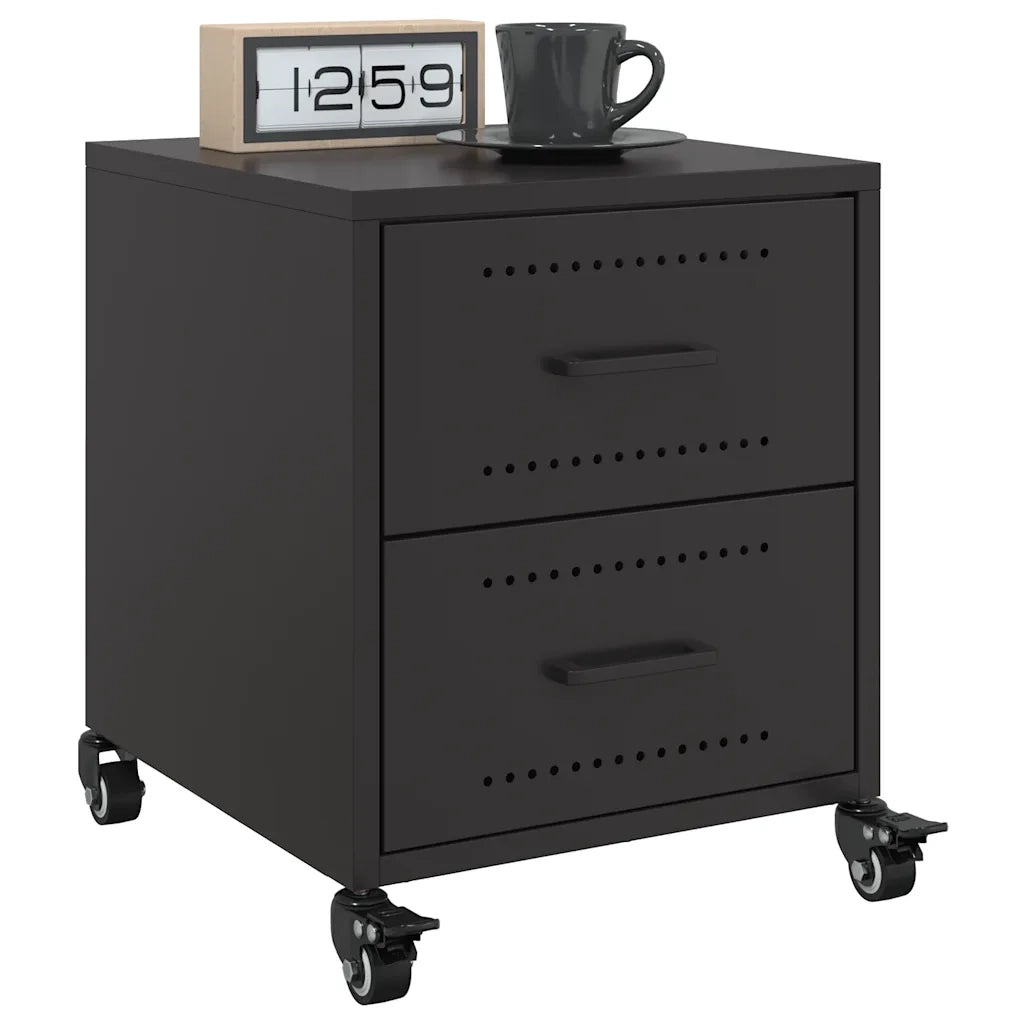 Comodini 2 pz-Set di 2 Tavolino da notte Neri 36x39x43,5 cm in Acciaio 897549