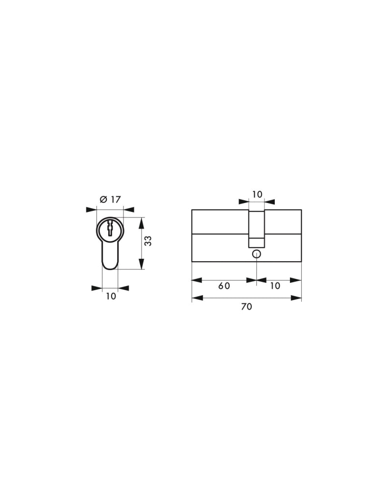 Mezzo Cilindro europeo HG5+, 60x10mm, nichel, anti-sfilamento, anti-perforazione, anti-rottura, 5 chiavi - THIRARD