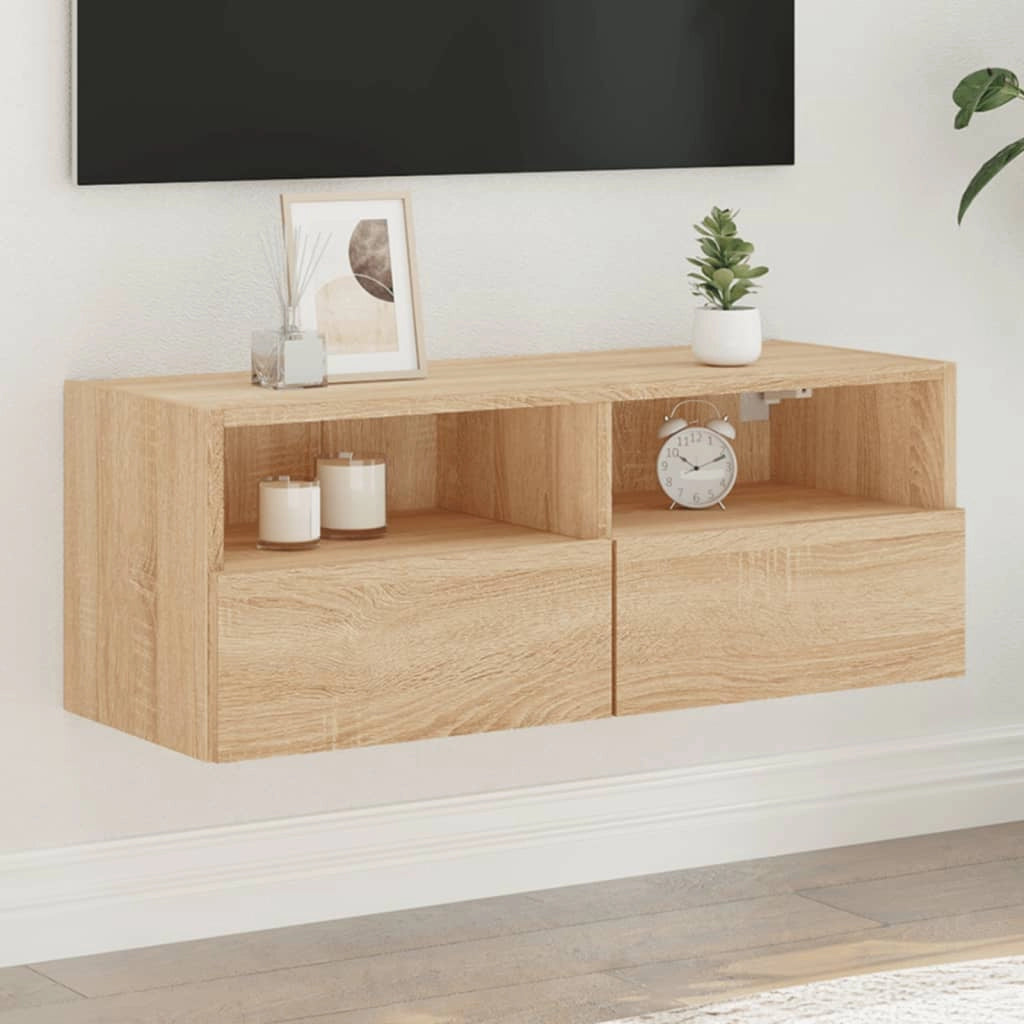 Mobile TV a Parete Rovere Sonoma 80x30x30 cm Legno Multistratocod mxl 86083