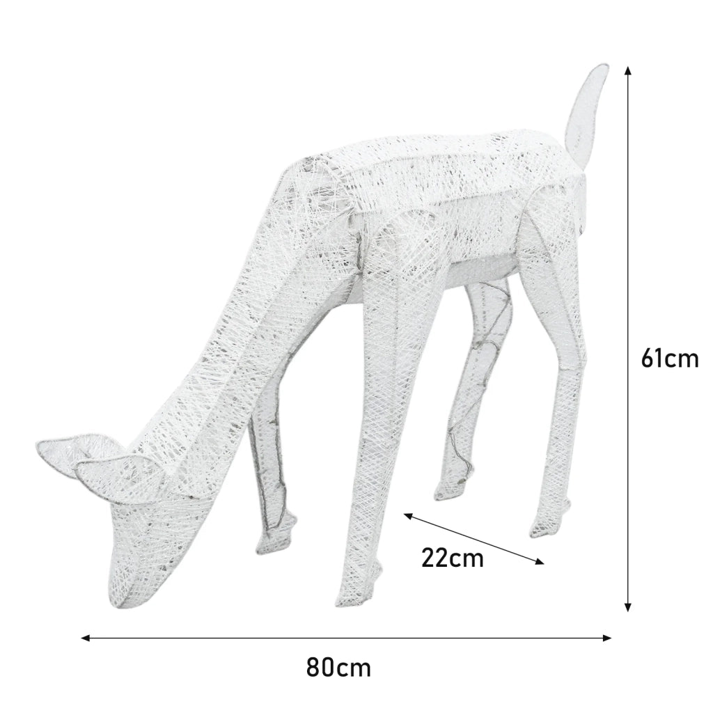 Renna di Natale Luminosa Decorazione da Esterno per la Casa Luci LED Bianco Ghiaccio Figura Luminosa Luci di Natale - Femmina - Bianco
