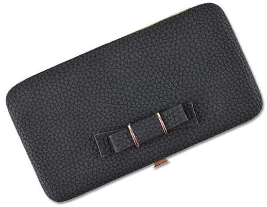 Borsa Portamonete per Donna in PU con Chiusura a Zip e Tasca per Portafoglio, Moneta e Carta di Credito, con Cinturino e Cerniera in Nero