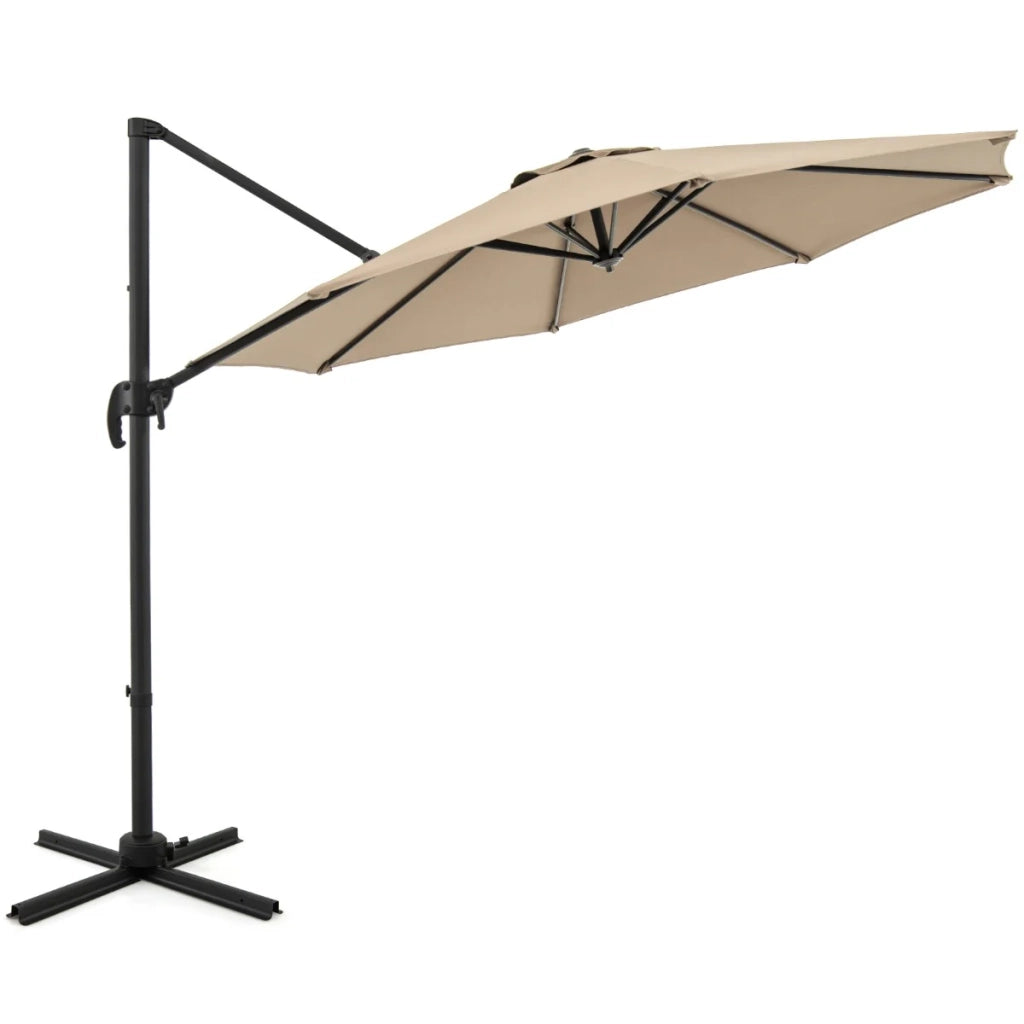 Ombrellone a braccio tondo 308 x 248 cm con inclinazione regolabile e rotazione a 360° stile moderno poliestere beige 20_0013002