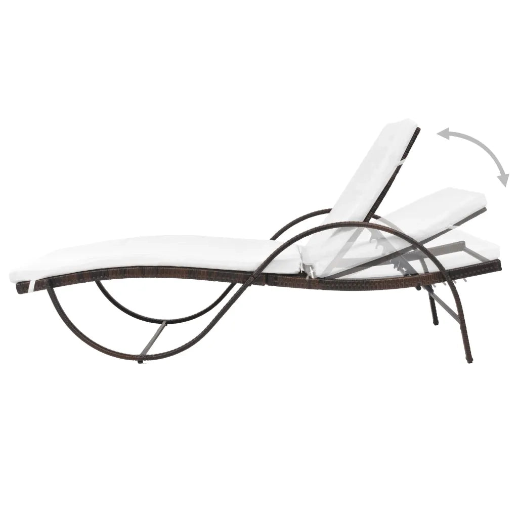 Lettino con Cuscino in Polyrattan Marrone 42883