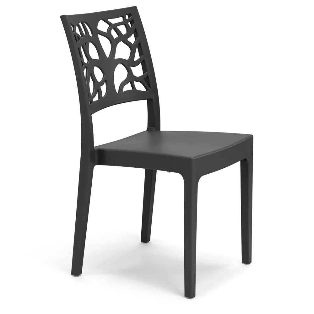 Set 2 sedie in polipropilene TETI, impilabile, resistente ai raggi UV, design moderno, ideale per sala da pranzo, cucina, sala d’attesa, bar, ristoranti o giardino, colore Ghisa
