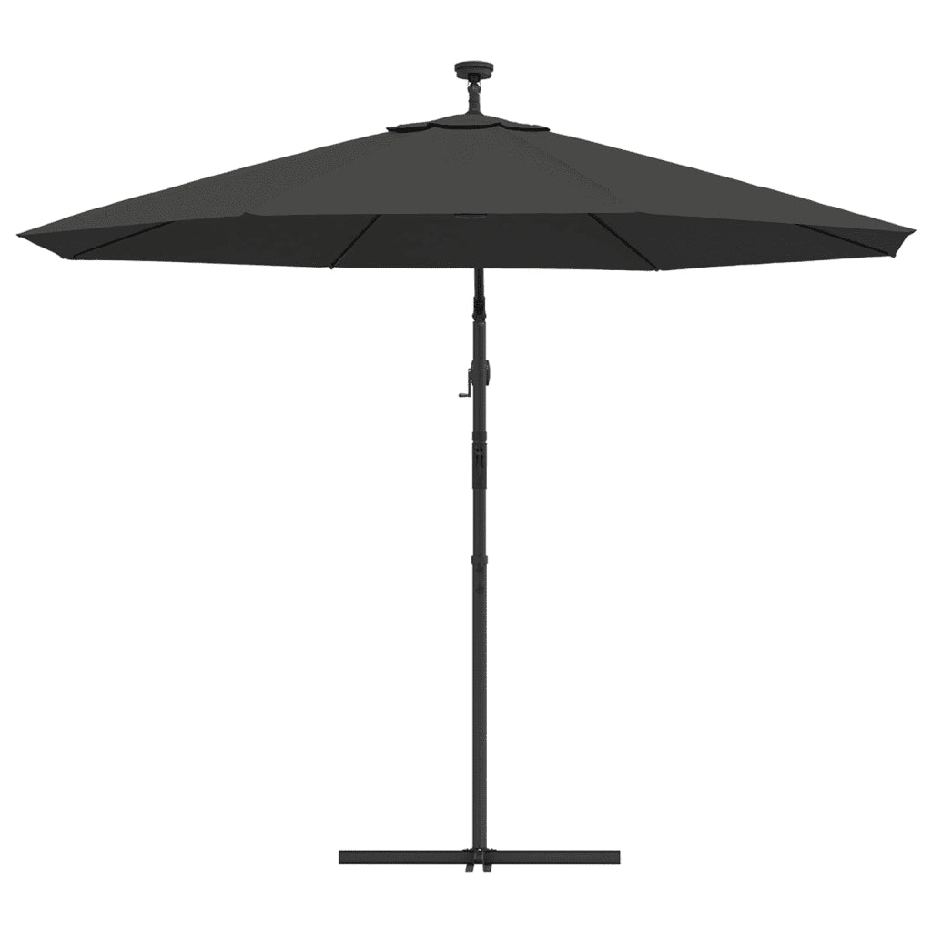 Ombrellone a Sbalzo con LED e Palo in Acciaio-Ombrello da giardino 300 cm Antracite
