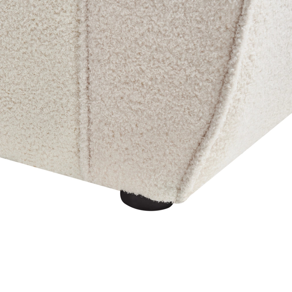 Poltrona Moderna da Soggiorno con Rivestimento in Tessuto Bouclé Beige Chiaro Schienale Imbottito e Cuscino Spesso