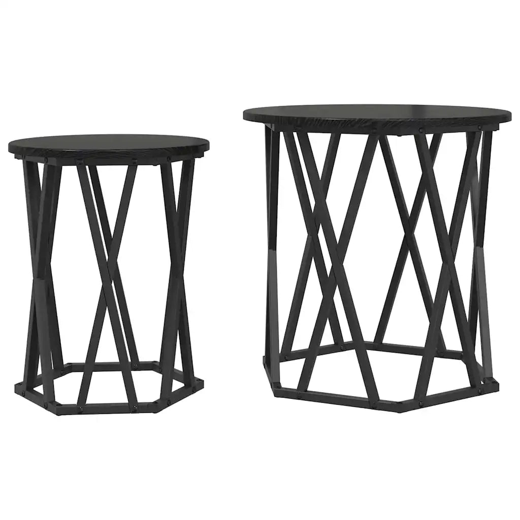 Tavolino da salotto 2 pz-Tavolino da soggiorno-Tavolo Rovere Nero