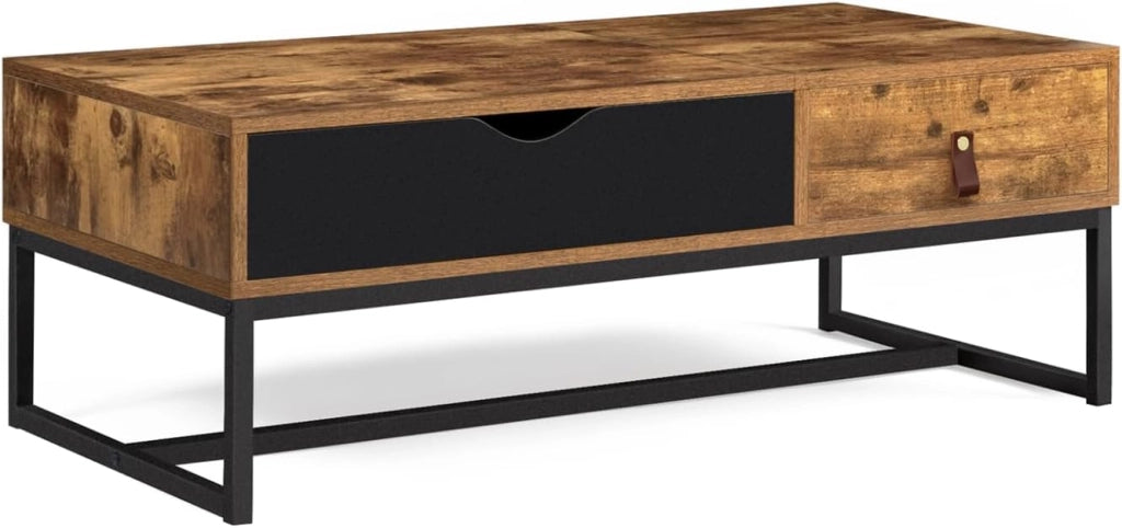 Tavolino CHICAGO con piano sollevabile, 1 cassetto, design industriale