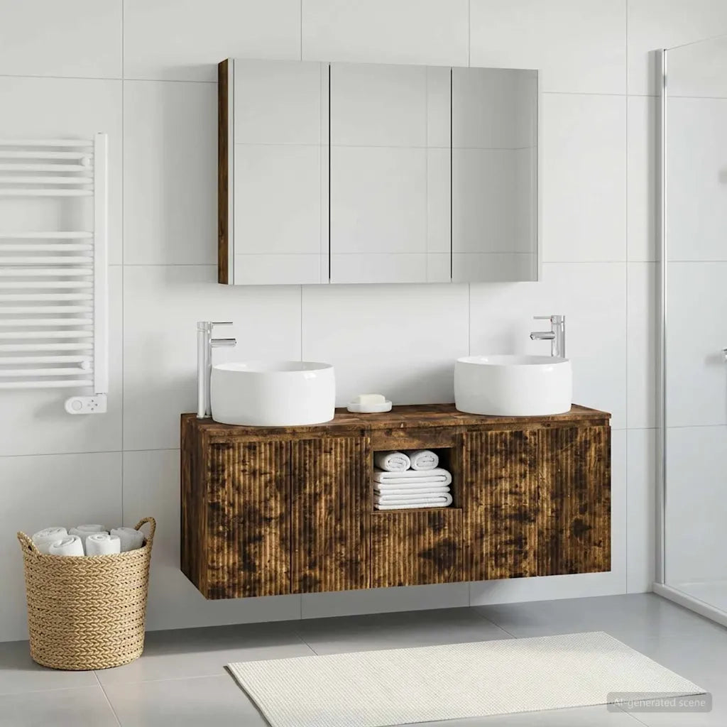 Set di Armadi da Bagno 4 pcs Rovere Fumo Legno ingegnerizzato 3406547