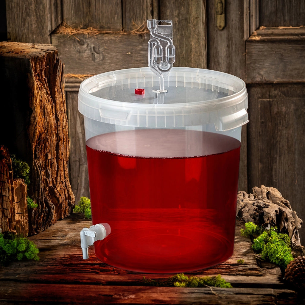 Set di contenitori per fermentazione KADAX da 33 litri per vino e liquori, completo di rubinetto, tubo e tappo.