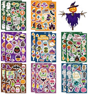 Sticker Pompon 16 pezzi - Decorazioni da Halloween - Decorazione per Feste - Per Laptop/Gitara/Scatboard - Carta di Alta Qualità - Sostenibile con Colla Forte
