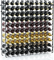 Cantina Portabottiglie in Metallo, Scaffale Espositivo per Vino Stabile Senza Oscillazioni, Porta Vino a 10 Ripiani per 100 Bottiglie, per Bar, Cantina e Sala da Pranzo, 98 x 25,5 x 100 cm