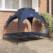 letto rialzato per cani con tettuccio rimovibile blu navy XL in acciaio