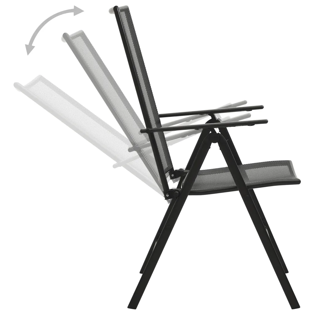 Set Sedie Giardino Reclinabili 5pz Antracite Acciaio Verniciato 3283761