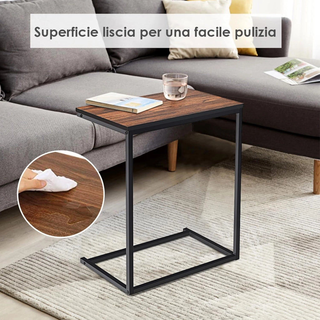 Tavolino Porta PC Laptop Tavolo da caffè in MDF, Ideale per Soggiorno Balcone Studio Giardino,55 x 35 x 65 cm (Marrone)