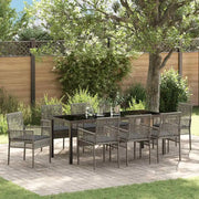 Set da Pranzo per Giardino con cuscino 9 pcs Grigio polyrattan 3379883