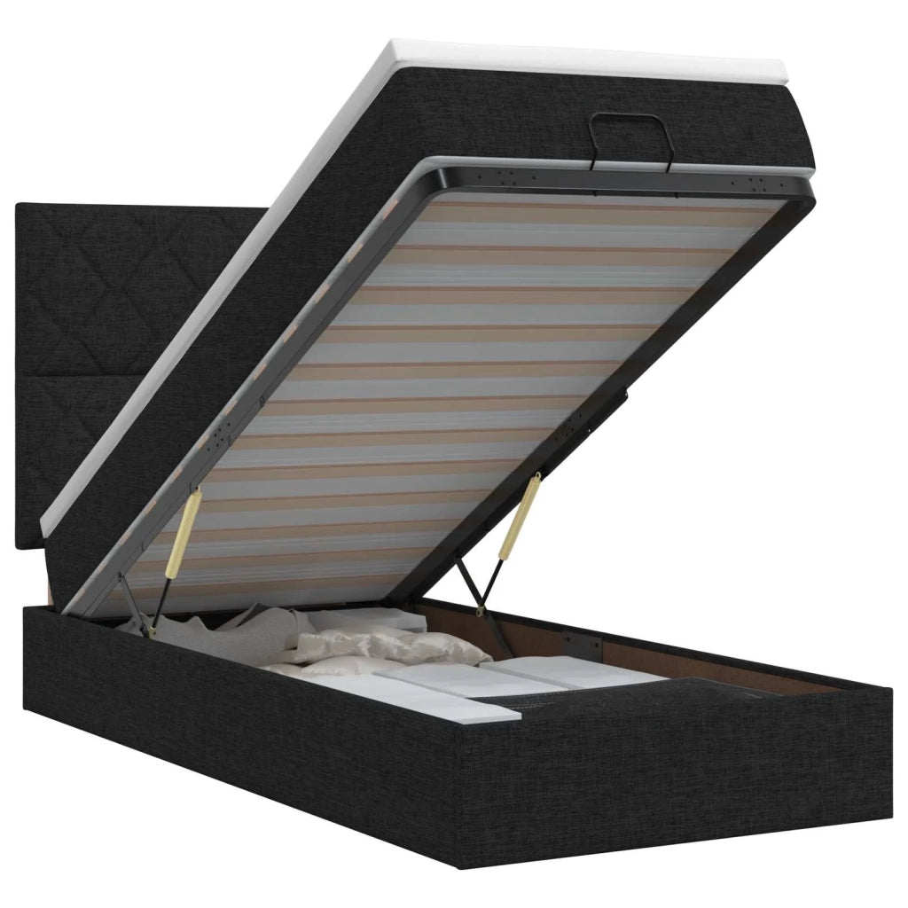 Letto ottomano con materasso Nero 90 x 190 cm Tessuto 3457537
