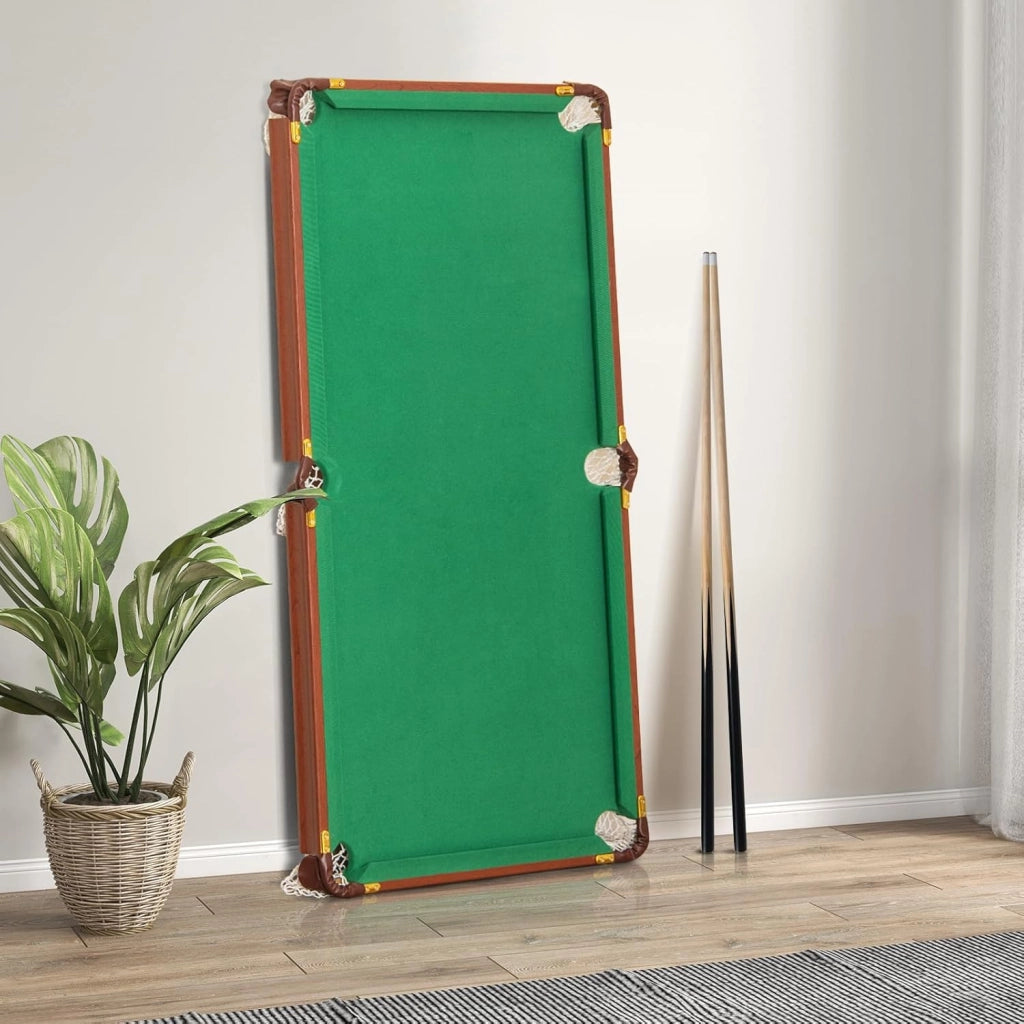 Set Tavolo da Biliardo Pieghevole, Tavolo da Gioco Biliardo Portatile con Livellatori Regolabili per Piedi, 2 Stecche 2 Gessi 16 Palline Spazzola, per Giochi in Famiglia Bar, 138x67x79,5 cm