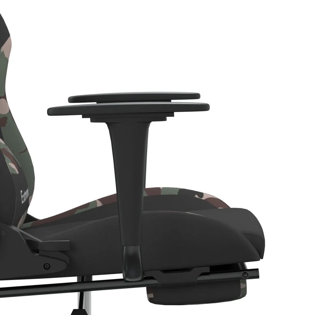vidaXL Sedia da Gaming Massaggi Poggiapiedi Nero e Mimetico in Tessuto