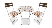 Set da Balcone Giardino Tavolo + 2 Sedie in Ferro e Legno 51 x 51 cm