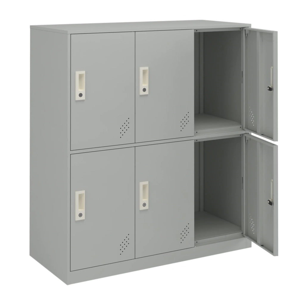 Armadietto in metallo con 6 ante in acciaio laccato 100 x 90 x 40 cm grigio chiaro 03_0009183