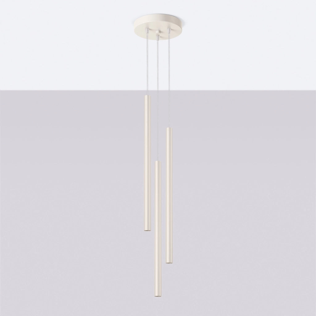 Lampada a sospensione Pastelo Ocean Green a 3 luci, in acciaio, moderna, beige, 104 cm