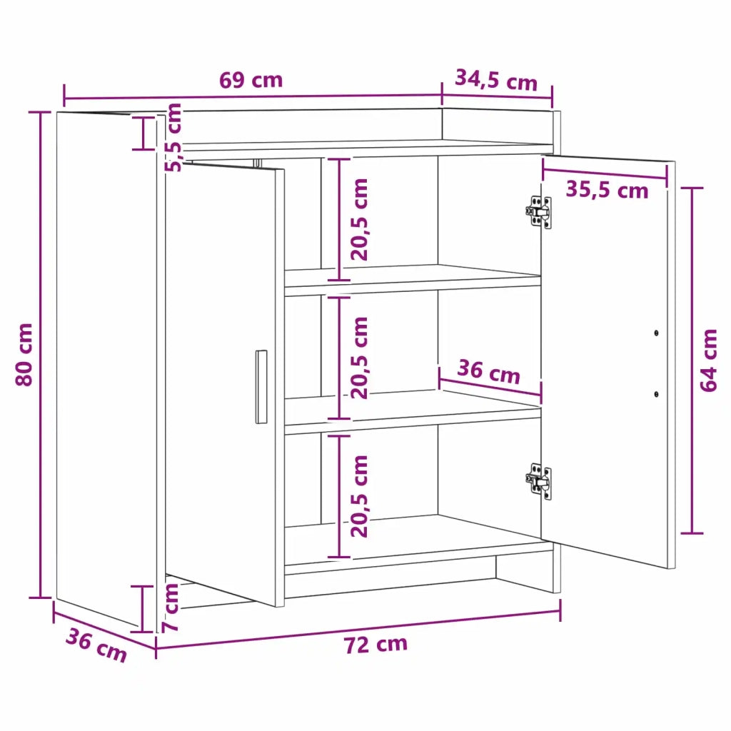 Credenza Grigio Cemento 72 x 36 x 80 cm Legno ingegnerizzato 8011094