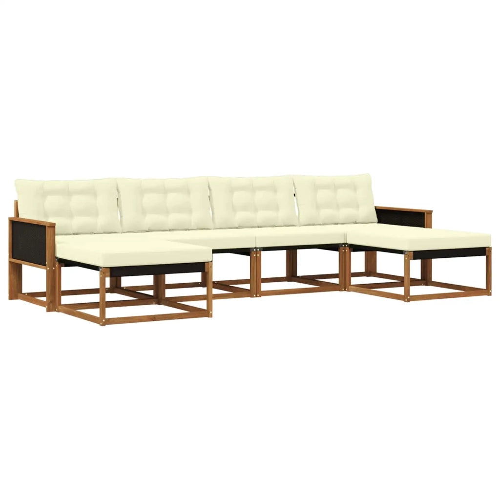 Set di divani da esterno con cuscino 6 pcs Naturale e Crema