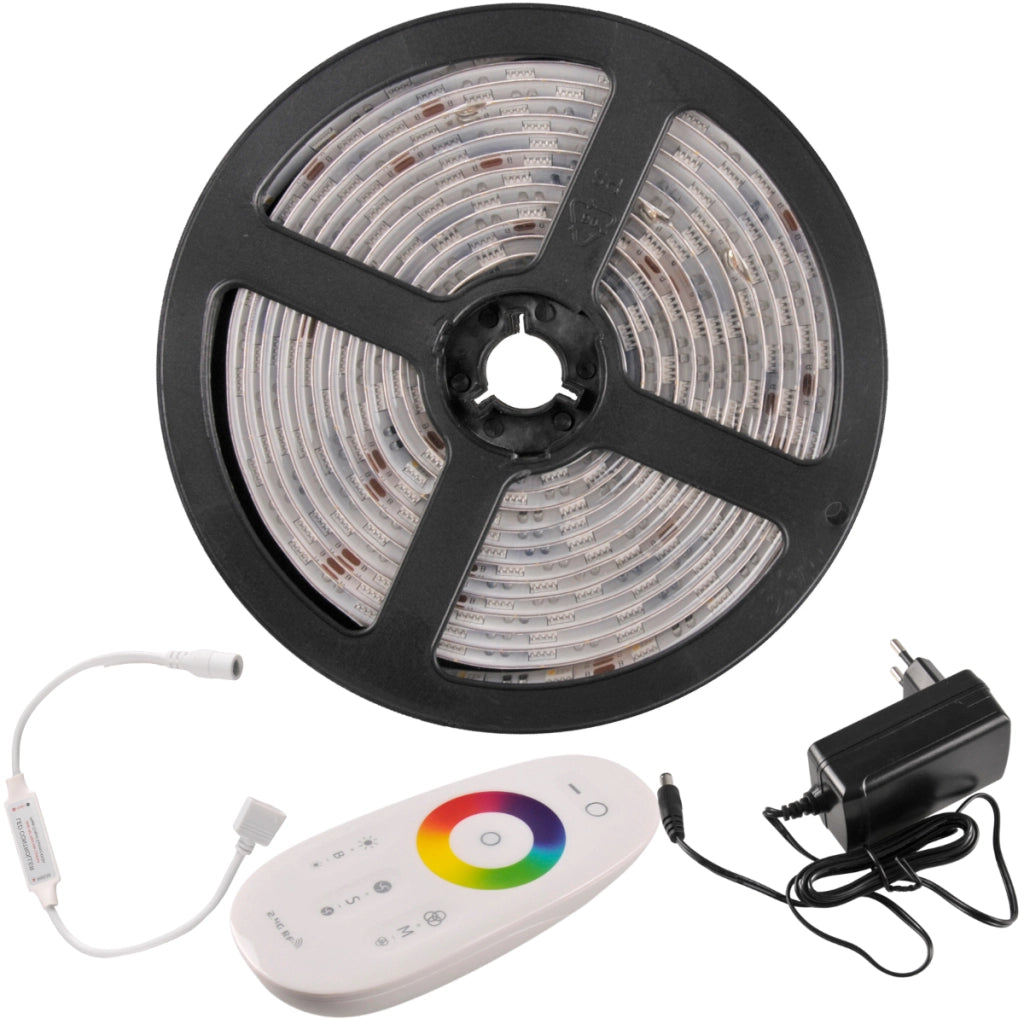 Kit striscia LED 3m 24V RGB+4000K IP65 telecomando Polux