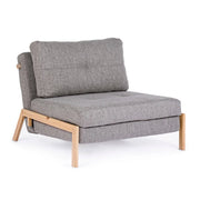 Poltrona Letto Singola in Tessuto con Gambe Effetto Legno - HARRISON