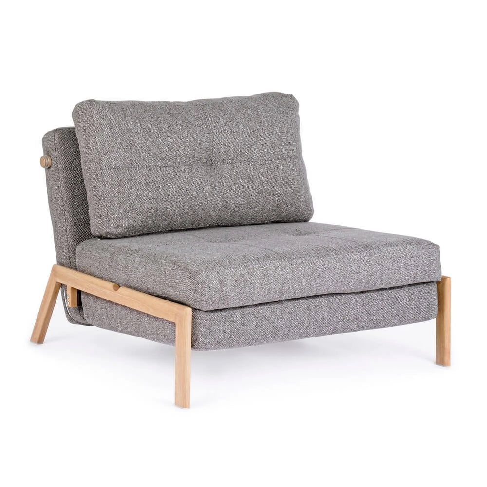 Poltrona Letto Singola in Tessuto con Gambe Effetto Legno - HARRISON