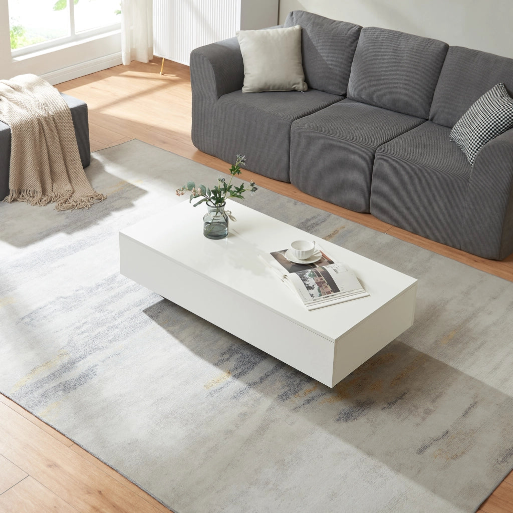 Tavolino Centrale da Salotto Lärketorp 115 x 55 x 31 cm - Bianco Lucido [en.casa]