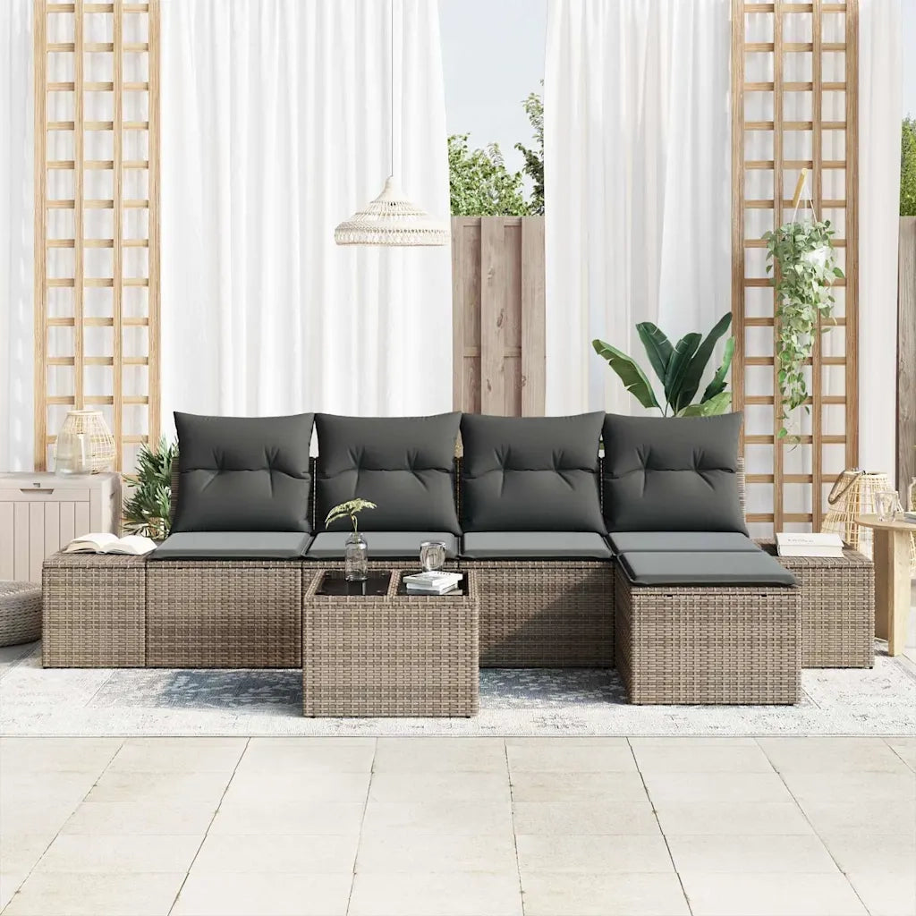 Set Divano da Giardino 5 pcs Grigio chiaro polyrattan