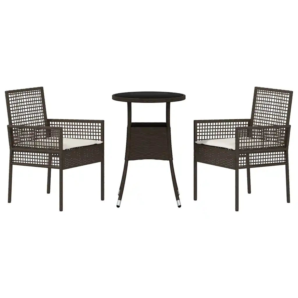 Set da Pranzo per Giardino 3 pz | Set Salotto da Giardino Marrone polyrattan