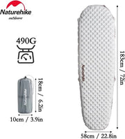 Airbed Ultraleggero per 1 Persona - Mummy - 490 gram - Compreso Sacco di Rete - Per Campeggio, Escursioni, Trekking - Matrimoniale - 183x58x7cm - Airbeds