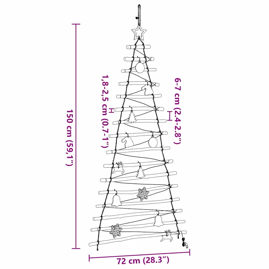 Albero di Natale Naturale 150 cm legno massiccio di frassino