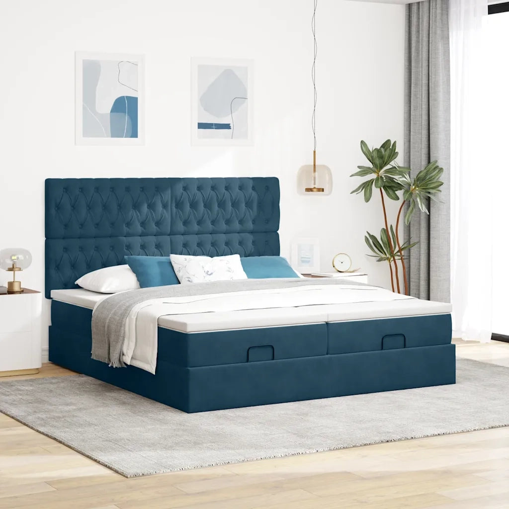 Struttura Letto Pouf con Materassi 180x200 cm Velluto 3314643