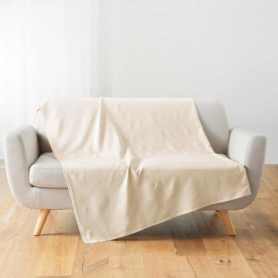 Tessuto plaid facile da mantenere - 1 pezzo - naturale - 180 x 220 cm