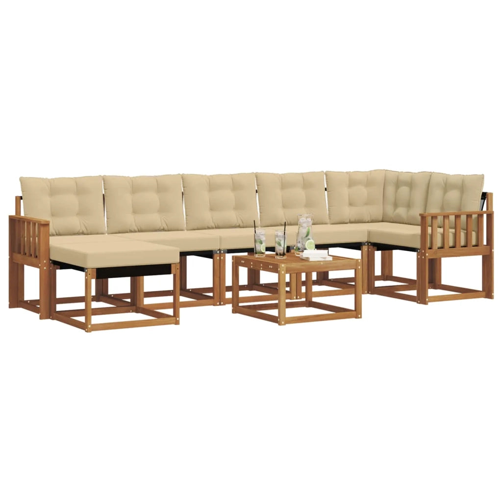 Set di divani da esterno con cuscino 8 pcs Naturale e Beige 3368904